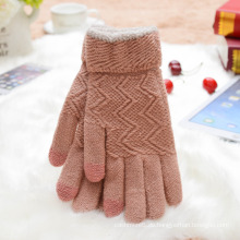 Sweet Pink Touch Screen warme Handschuh Jacquard stricken Frauen Handschuh. Großhandel
